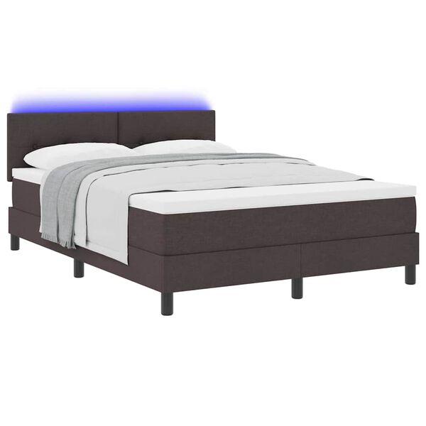 vidaXL Lit &agrave; ressorts avec matelas Marron fonc&eacute; 140 x 200 cm tissu