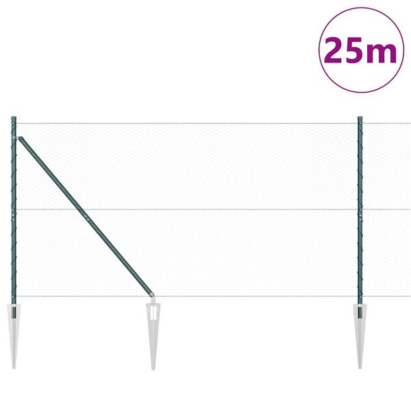 vidaXL Poteau de cl&ocirc;ture. Vert 25 x 1,2 m (maille de 25 mm) Acier