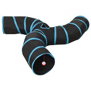 vidaXL Tunnel pour chats &agrave; 3 voies Noir et bleu 25 cm Polyester