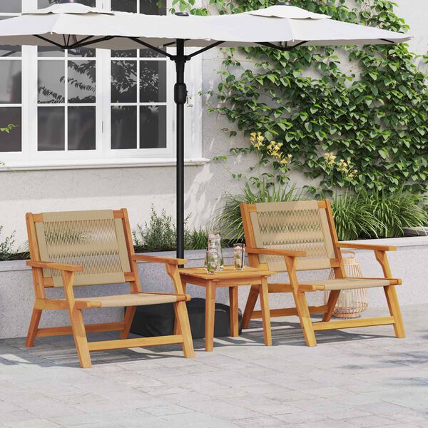 vidaXL Chaises de jardin avec table 3 pcs Beige Bois d'Acacia Massif