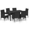 vidaXL Ensemble &agrave; manger de jardin coussins 7pcs R&eacute;sine tress&eacute;e Noir