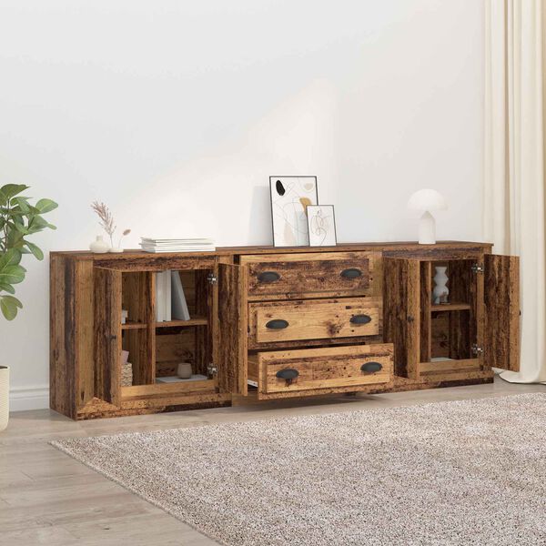 vidaXL Buffets 3 pcs Bois Ancien 70 x 35,5 x 67,5 cm Bois d'ing&eacute;nierie