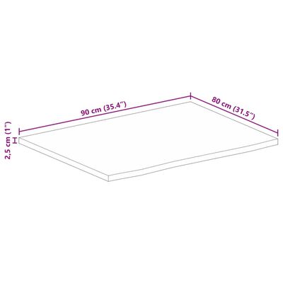 vidaXL Dessus de table à bord vivant 90x80x2,5 cm bois massif manguier