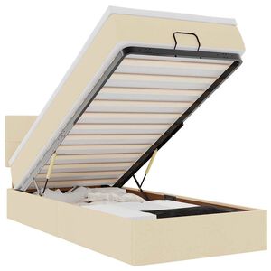 vidaXL Lit ottoman avec matelas et LED cr&egrave;me 90x200 cm tissu