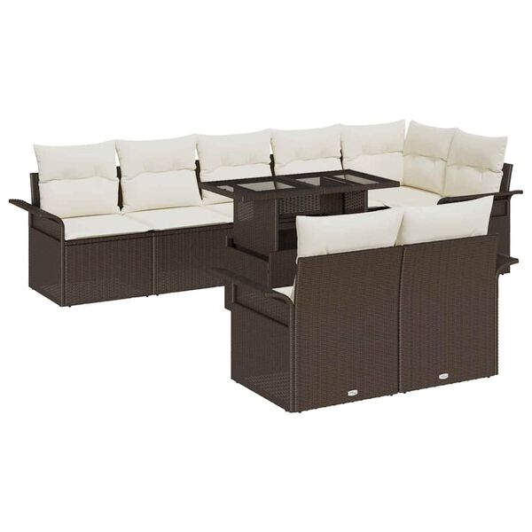 vidaXL Ensemble de canap&eacute; de jardin 9 pcs Marron Poly rotin
