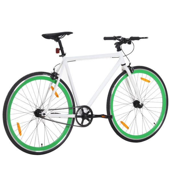 vidaXL V&eacute;lo &agrave; pignon fixe blanc et vert 700c 55 cm
