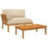 vidaXL Ensemble de Canap&eacute;s Uni 2 pcs Beige Bois d'Acacia Massif