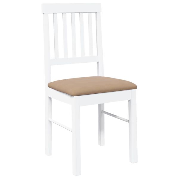 vidaXL Chaises à manger coussins 2 pcs blanc bois massif caoutchouc