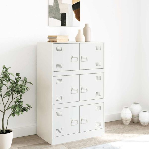 vidaXL Buffet blanc 67x39x107 cm acier