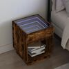 vidaXL Table de chevet avec LED infini ch&ecirc;ne marron 40x40x50 cm