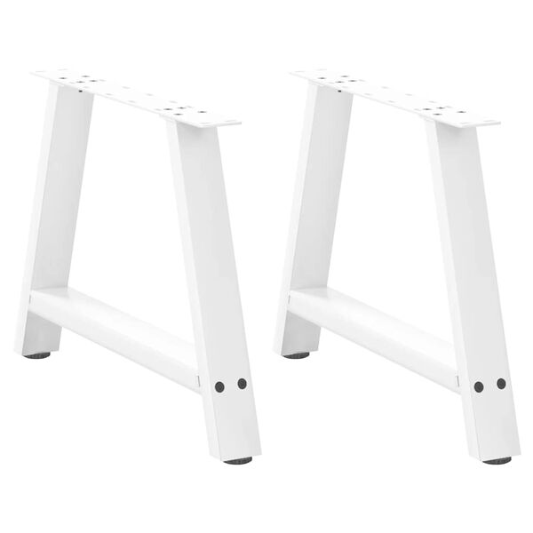 vidaXL Pieds de table basse en forme de A 2 pi&egrave;ces Blanc 70 x (42-43) cm Acier