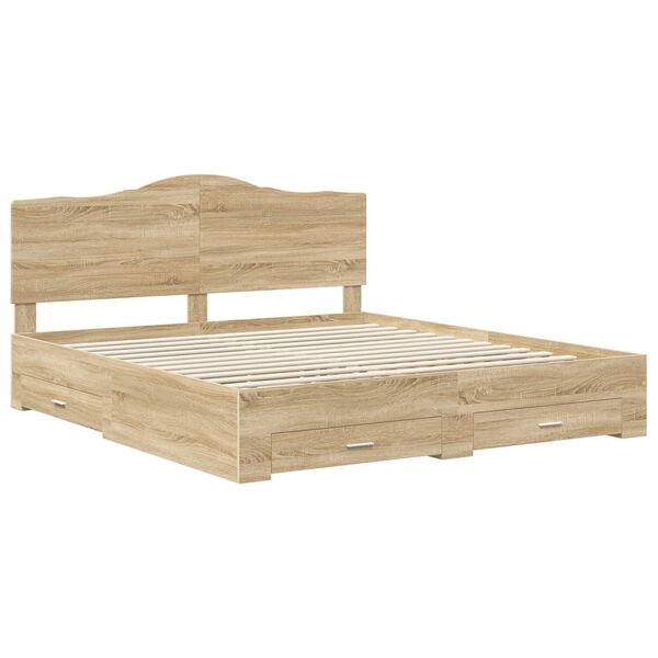 vidaXL Cadre de lit Ch&ecirc;ne Sonoma 180 x 200 cm Bois d'ing&eacute;nierie