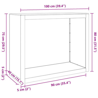 vidaXL Portant de bois de chauffage 100x40x80 cm acier inoxydable