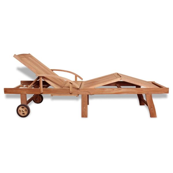vidaXL Chaise longue Bois de teck solide