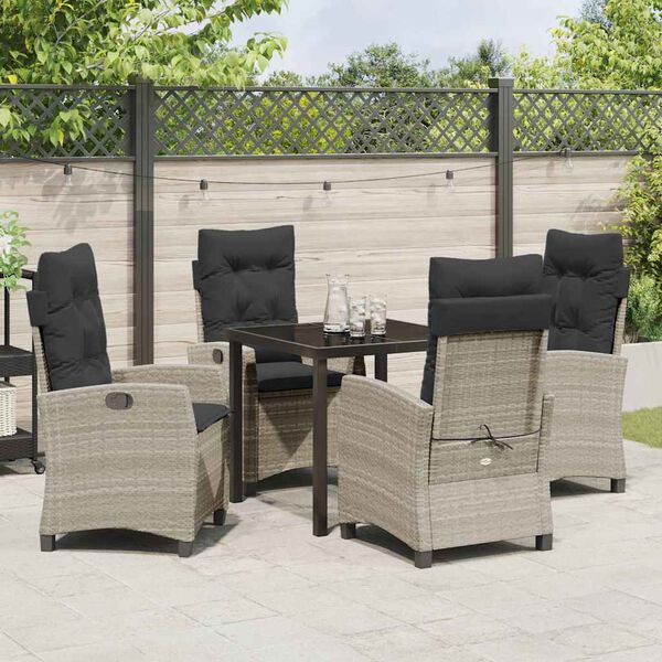 vidaXL Ensemble de salle &agrave; manger pour jardin 5 pcs Gris clair