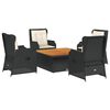 vidaXL Salon de jardin 5 pcs avec coussins Noir R&eacute;sine tress&eacute;e