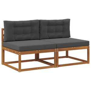 vidaXL Sofa de milieu ext&eacute;rieur avec coussin 2 Pi&egrave;ce Naturel