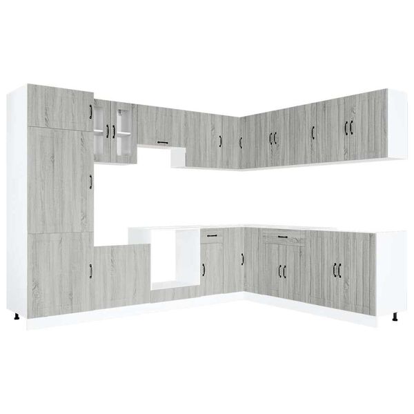 vidaXL Ensemble d'armoires de cuisine 14 pcs Lucca bois d'ing&eacute;nierie