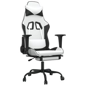 vidaXL Chaise de jeu avec repose-pied Blanc et noir Similicuir