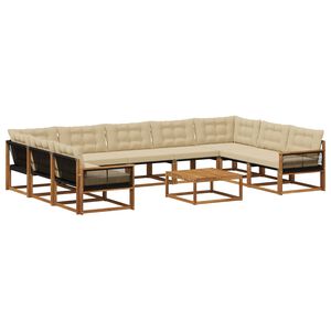 vidaXL Ensemble de canap&eacute;s d'ext&eacute;rieur 10 pcs Naturel et Beige