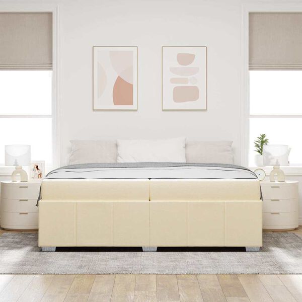 vidaXL Cadre de lit avec matelas Cr&egrave;me 200 x 200 cm tissu