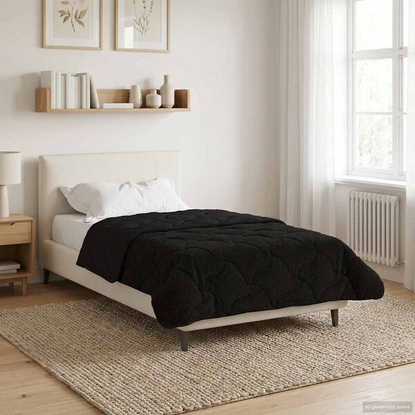 vidaXL Duvet complet toute l'ann&eacute;e Matelass&eacute; Noir 135 x 200 cm