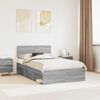 vidaXL Cadre de lit Gris Sonoma 135 x 190 cm Pin massif