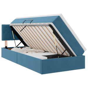 vidaXL Lit de rangement LED avec matelas Bleu fonc&eacute; 100 x 200 cm