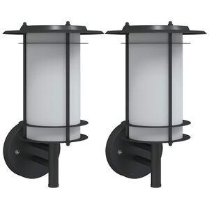 vidaXL Appliques murales d'ext&eacute;rieur 2 pcs noir acier inoxydable