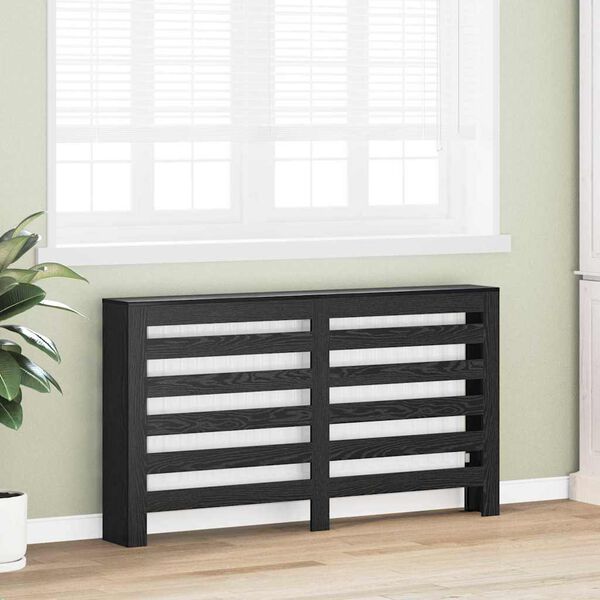 vidaXL Cache-Radiateur Ch&ecirc;ne noir 149 x 20 x 82 cm Bois d'ing&eacute;nierie