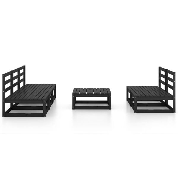 vidaXL Salon de jardin 6 pcs noir bois de pin massif