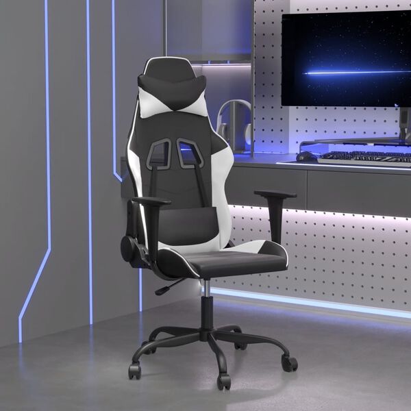 vidaXL Chaise de jeu de massage Noir et blanc Similicuir