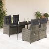 vidaXL Ensemble &agrave; manger de jardin 5 pcs coussins gris r&eacute;sine tress&eacute;e