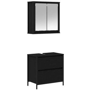 vidaXL Ensemble de meubles de salle de bain 2 pcs en ch&ecirc;ne noir et bois d'ing&eacute;nierie