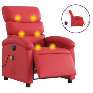 vidaXL Fauteuil de massage inclinable &eacute;lectrique rouge similicuir
