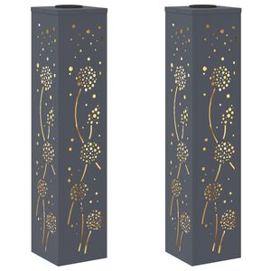 vidaXL Lumi&egrave;re de chemin LED solaire 2 pc Blanc chaud 18 x 18 x 80 cm