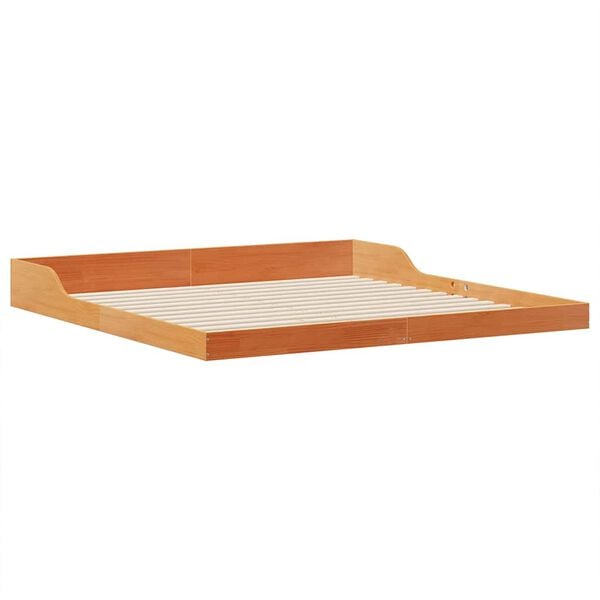 vidaXL Cadre de lit Brun cire 200 x 210 cm Pin massif
