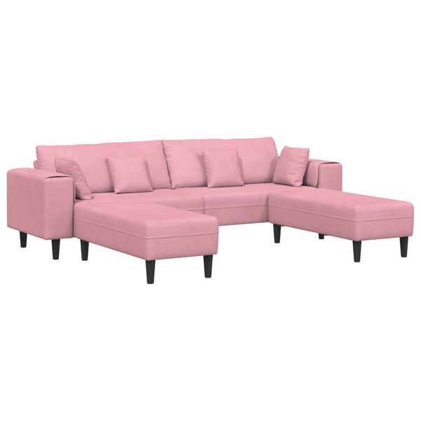 vidaXL Canap&eacute; avec coussin 3 pcs Rose Velours