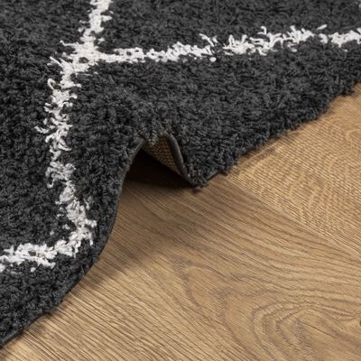 vidaXL Tapis shaggy à poils longs moderne noir et crème 200x280 cm