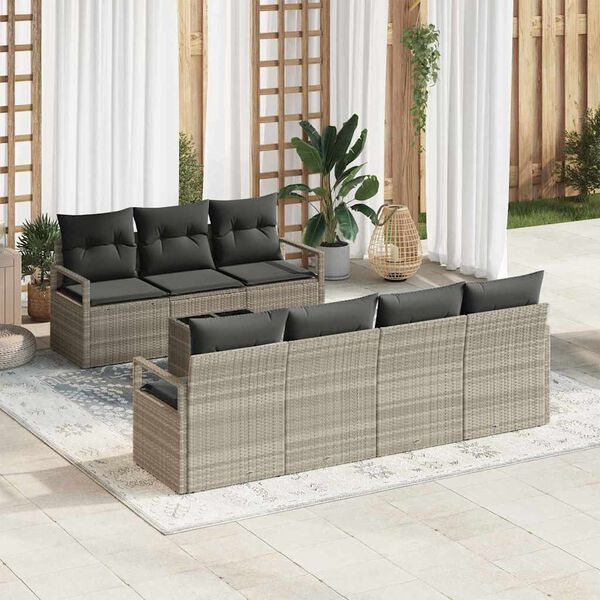 vidaXL Ensemble de canapé de jardin 8 pcs Gris clair et gris foncé