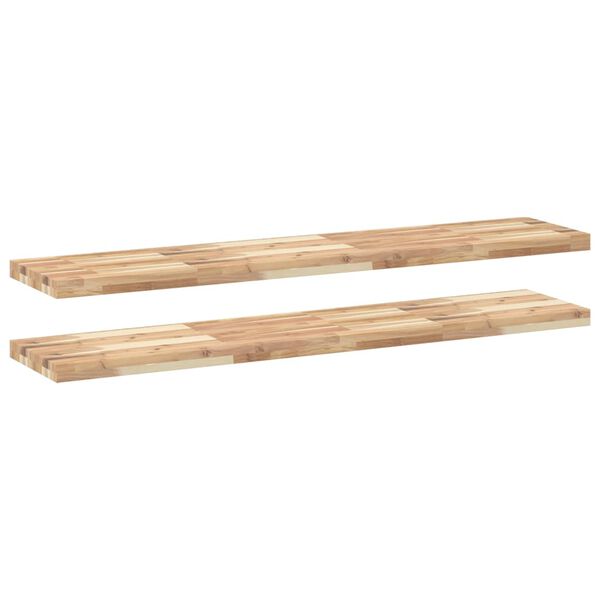vidaXL &Eacute;tag&egrave;res flottantes 2 pcs 160x30x4 cm acacia massif non trait&eacute;