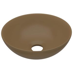vidaXL Lavabo de salle de bain C&eacute;ramique Cr&egrave;me mat Rond