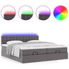 vidaXL Lit ottoman avec matelas & LED Gris 180x200cm similicuir