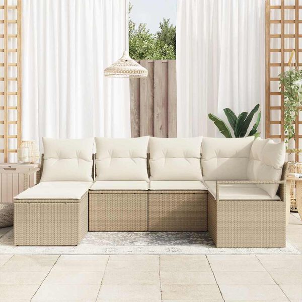 vidaXL Ensemble de Canap&eacute;s avec coussin 8 pcs Beige et cr&egrave;me polyrotin