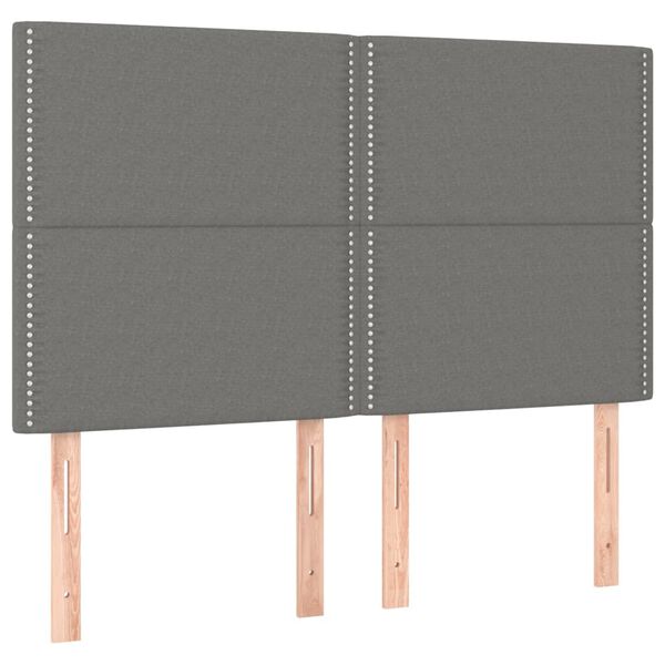 vidaXL T&ecirc;te de lit &agrave; LED Gris fonc&eacute; 144x5x118/128 cm Tissu
