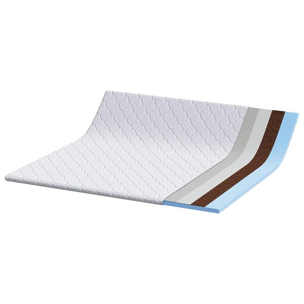vidaXL Surmatelas en Coco Blanc 200 x 200 cm Tissu jacquard