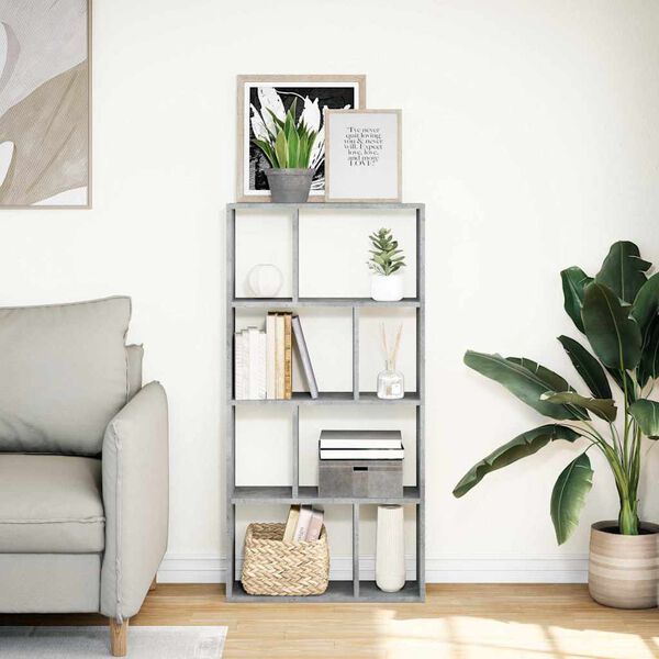 vidaXL Biblioth&egrave;que gris b&eacute;ton 60x20x120,5 cm bois d'ing&eacute;nierie