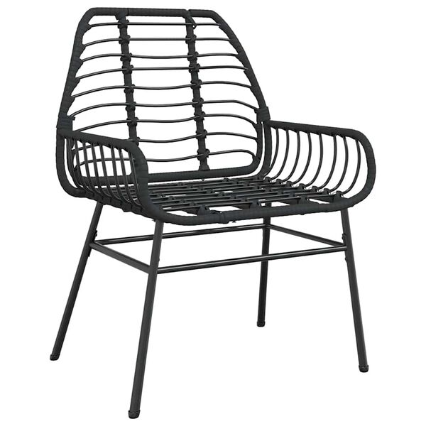 vidaXL Ensemble &agrave; manger de jardin 5 pcs noir r&eacute;sine tress&eacute;e verre