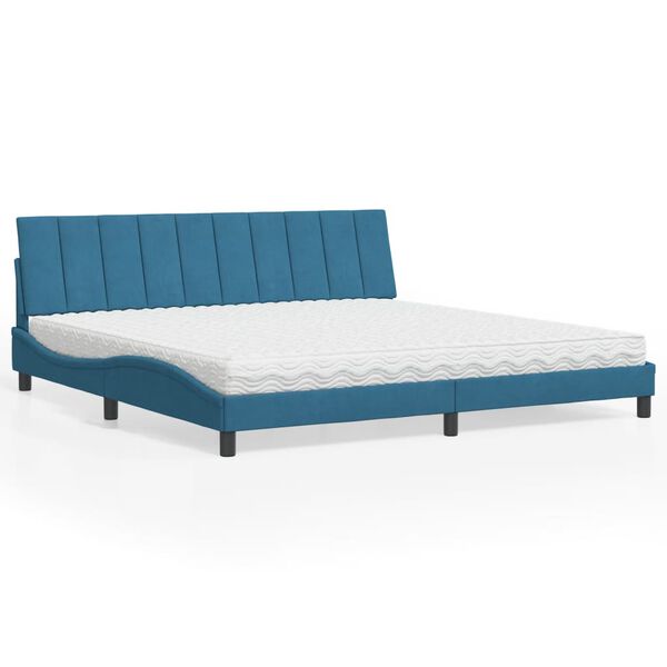 vidaXL Lit avec matelas Hanko bleu 200x200 cm velours