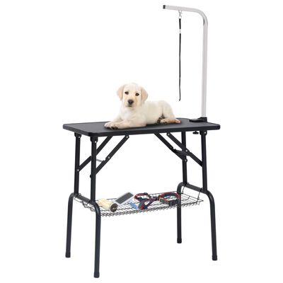 vidaXL Table de toilettage réglable de chiens avec 1 boucle et panier